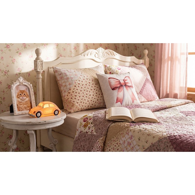 Clayre & Eef Veilleuse Enfant Voiture LED 28x14x13 cm Rose Plastique