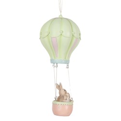 Clayre & Eef Ciondolo di Pasqua Coniglio Ø 14x34 cm Beige Verde Plastica