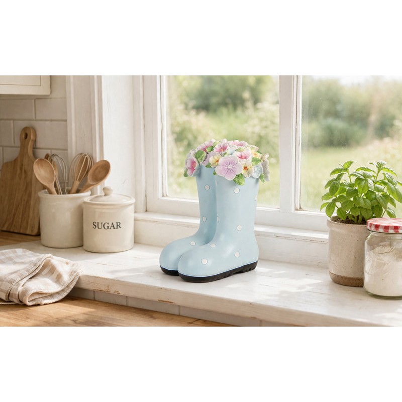 Clayre & Eef Dekorationsfigur Stiefel 20x18x26 cm Blau Kunststoff