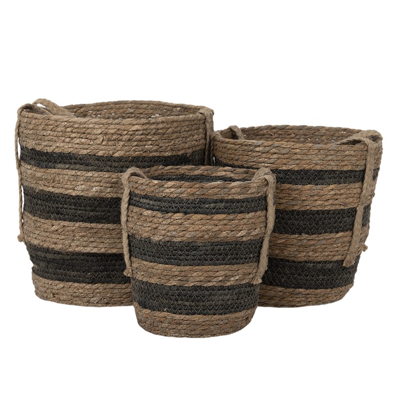 Clayre & Eef Opbergmand Set van 3 Ø 33x33 cm Bruin Zeegras