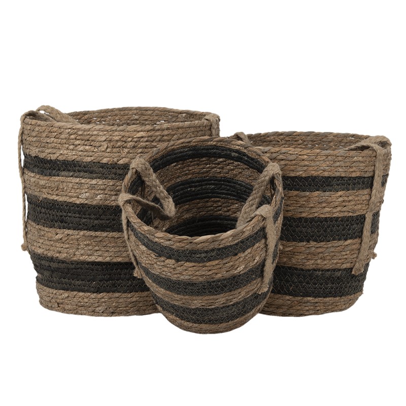 Clayre & Eef Opbergmand Set van 3 Ø 33x33 cm Bruin Zeegras