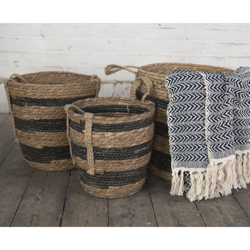 Clayre & Eef Opbergmand Set van 3 Ø 33x33 cm Bruin Zeegras