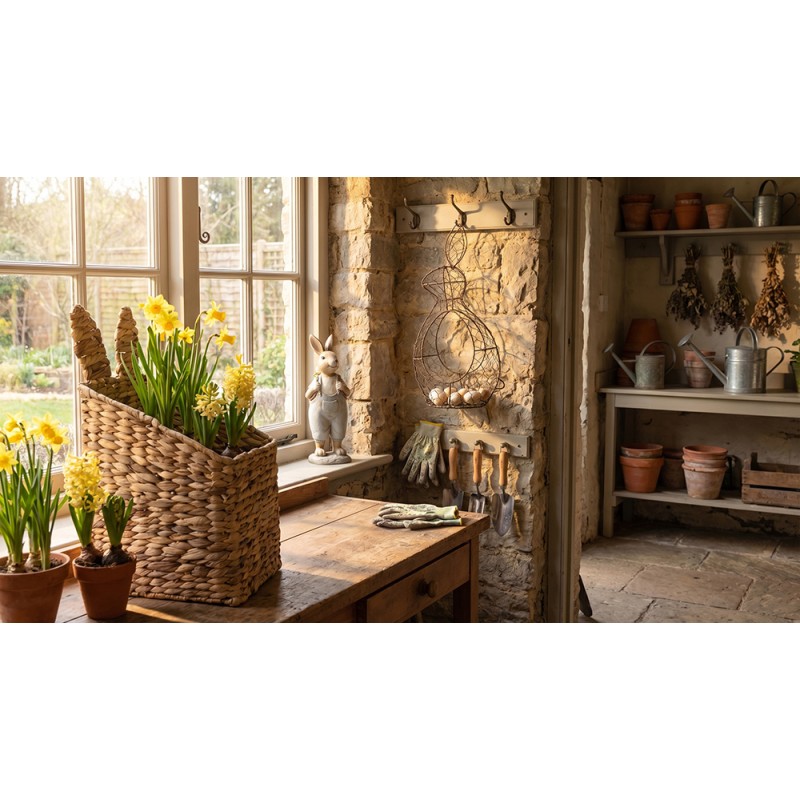 Clayre & Eef Storage Basket 25x18x20/42 cm Brown Rattan