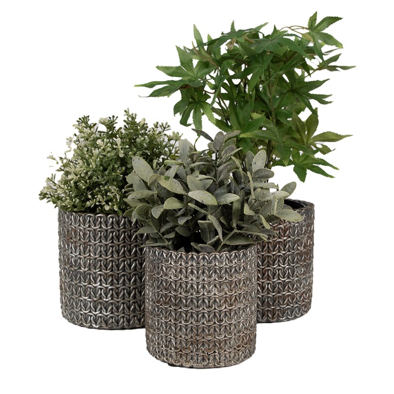 Clayre & Eef Innenblumentopf Ø 15x14 cm Grau Stein