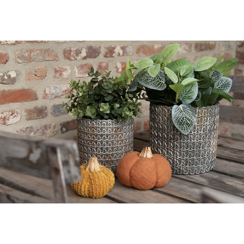 Clayre & Eef Innenblumentopf Ø 15x14 cm Grau Stein