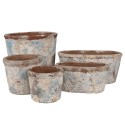 Clayre & Eef Bloempot Ø 12x10 cm Beige Blauw Terracotta