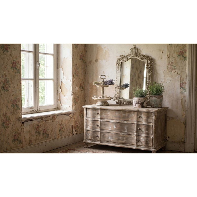 Clayre & Eef Bloempot Ø 12x10 cm Beige Blauw Terracotta