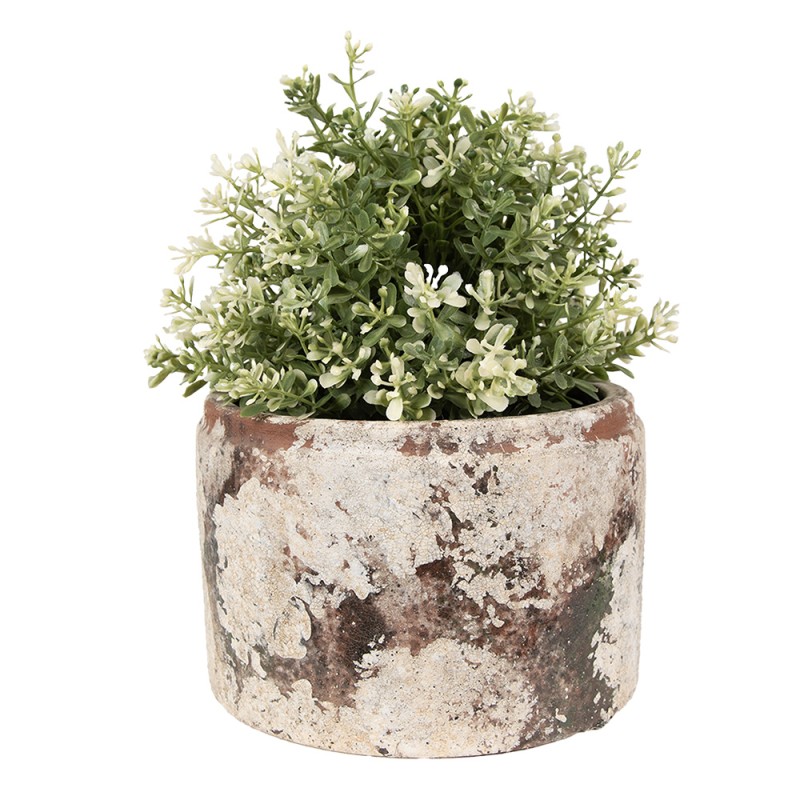Clayre & Eef Blumentopf Ø 18x11 cm Beige Grün Terrakotta