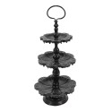 Clayre & Eef Etagere 3 layer Ø 33x71 cm Black Iron