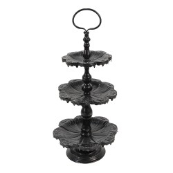 Clayre & Eef Etagere a 3 strati Ø 33x71 cm Nero Ferro