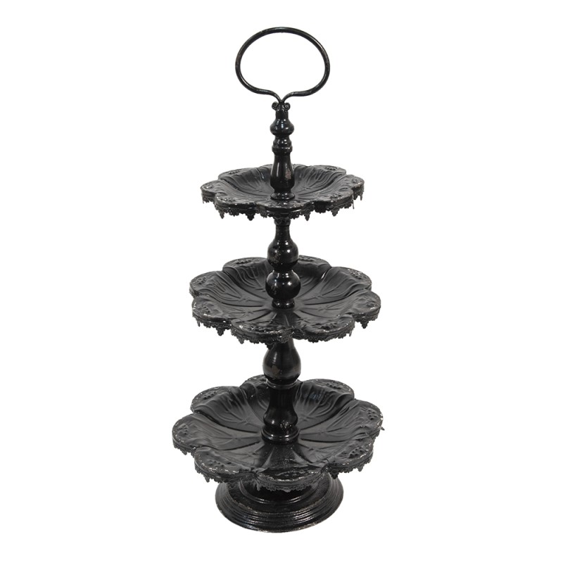 Clayre & Eef Etagere 3 layer Ø 33x71 cm Black Iron