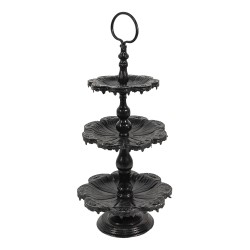 Clayre & Eef Etagere a 3 strati Ø 33x71 cm Nero Ferro