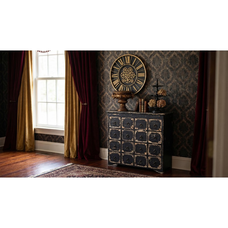 Clayre & Eef Etagere 3 layer Ø 33x71 cm Black Iron