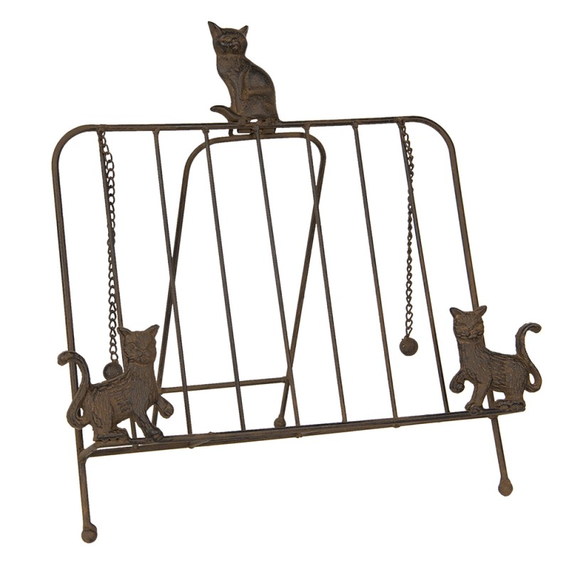 Clayre & Eef Kochbuchständer 38x25x38 cm Braun Eisen Katzen