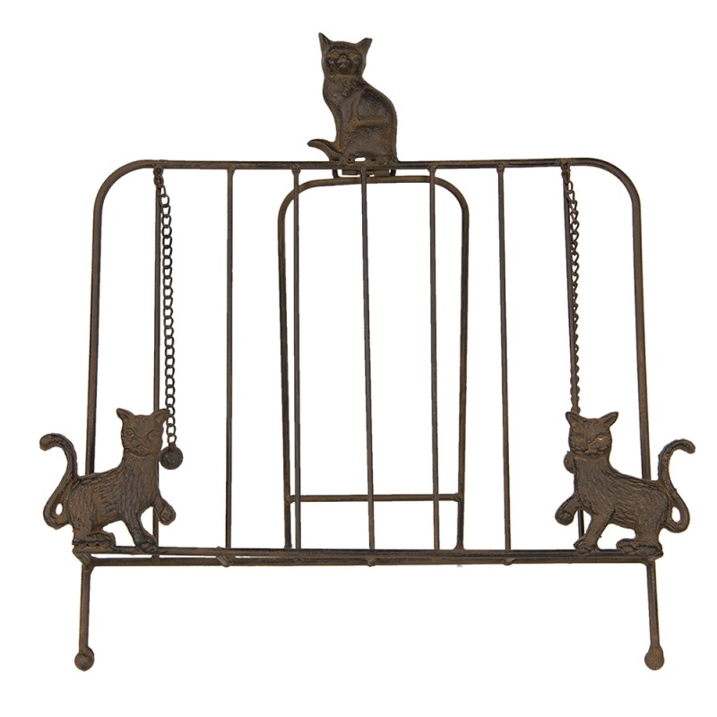 Clayre & Eef Kochbuchständer 38x25x38 cm Braun Eisen Katzen