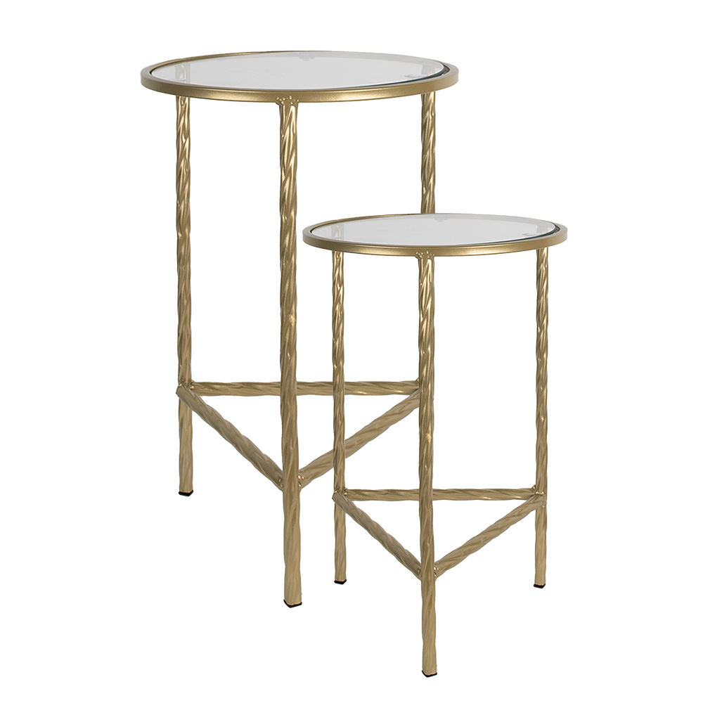 Clayre & Eef Bijzettafel Set van 2 Ø 35 Ø 30 cm Goudkleurig IJzer afbeelding