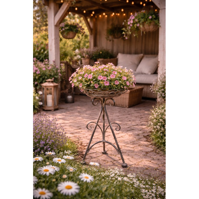 Clayre & Eef Plantentafel Ø 22x32 cm Bruin Grijs Metaal