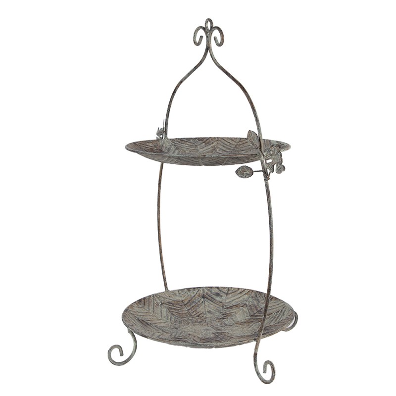 Clayre & Eef Etagere 2 layer 34x32x50 cm Green Brown Metal