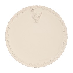 Clayre & Eef Speiseteller Ø 26 cm Beige Keramik Huhn