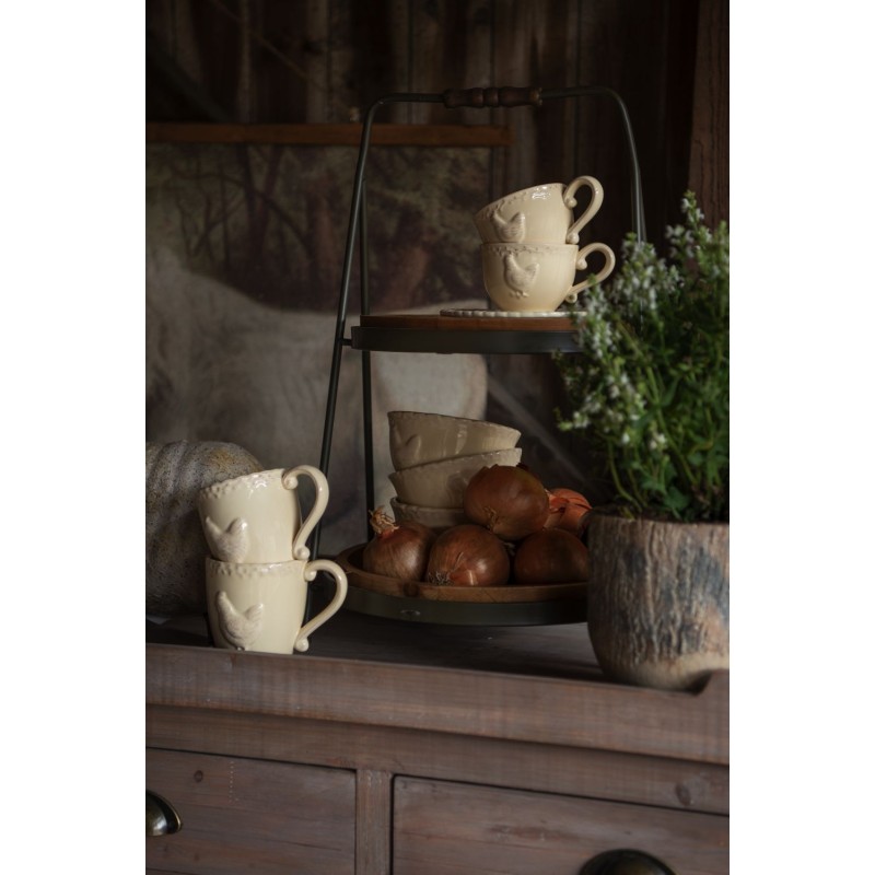 Clayre & Eef Cup and Saucer 200 ml Beige Ceramic Chicken