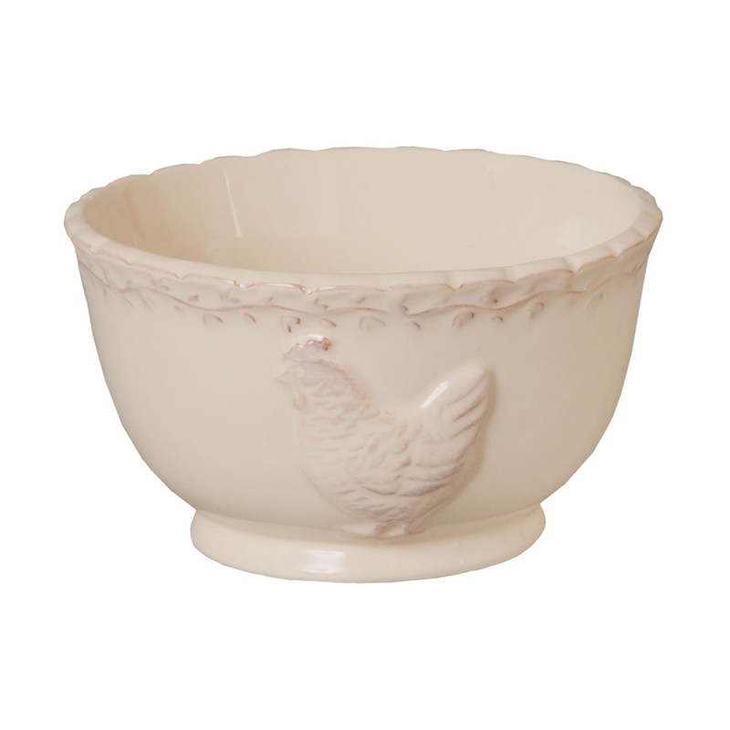 Clayre & Eef Soepkom Ø 13 cm Beige Keramiek Kip