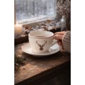 Clayre & Eef Tasse et soucoupe 200 ml Beige Porcelaine Cerf