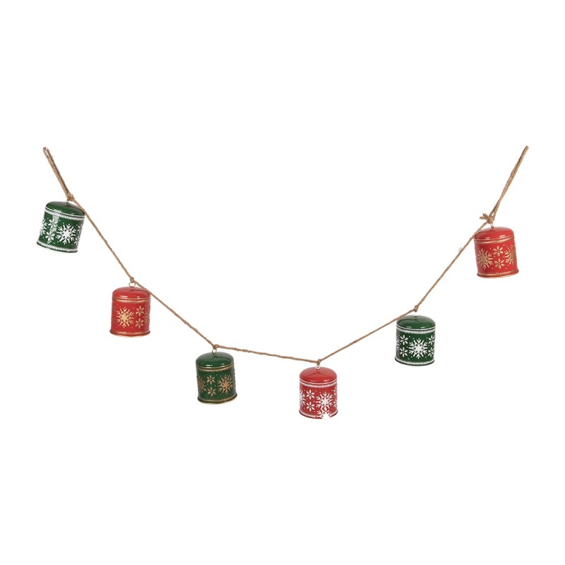 Clayre & Eef Decorazione Ghirlanda di Natale 150x12x17 cm Rosso Metallo