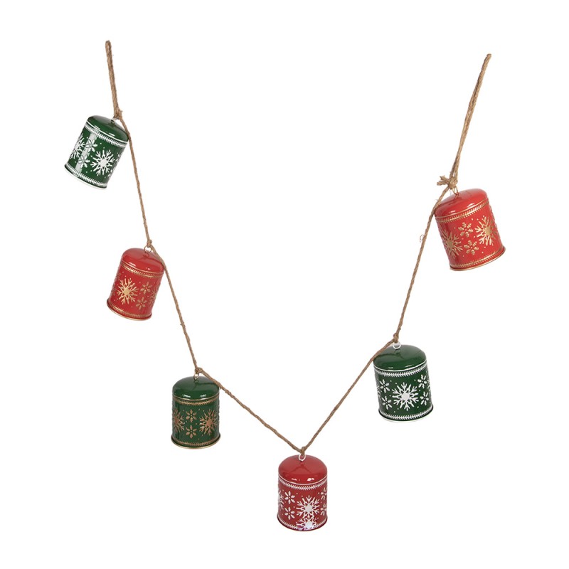 Clayre & Eef Decorazione Ghirlanda di Natale 150x12x17 cm Rosso Metallo