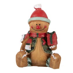 Clayre & Eef Kerstdecoratie Beeld Gingerbread man 7x5x9 cm Bruin Kunststof