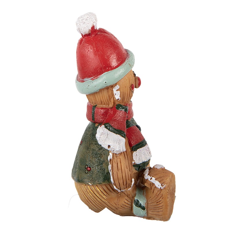 Clayre & Eef Kerstdecoratie Beeld Gingerbread man 7x5x9 cm Bruin Kunststof