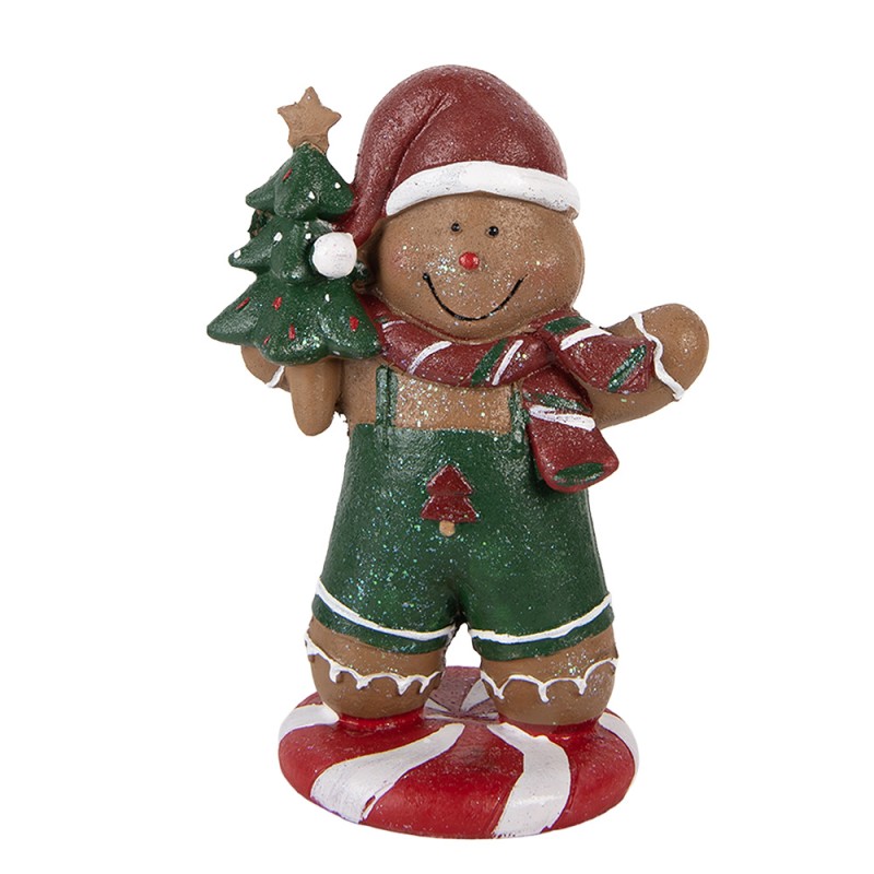 Clayre & Eef Décoration de Noël Image Bonhomme en pain d‘épice 12x11x21 cm Marron Plastique