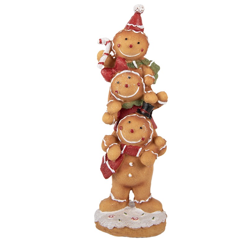 Clayre & Eef Christmas Decoration Figurine Gingerbread man 10x8x27 cm Brown Plastic