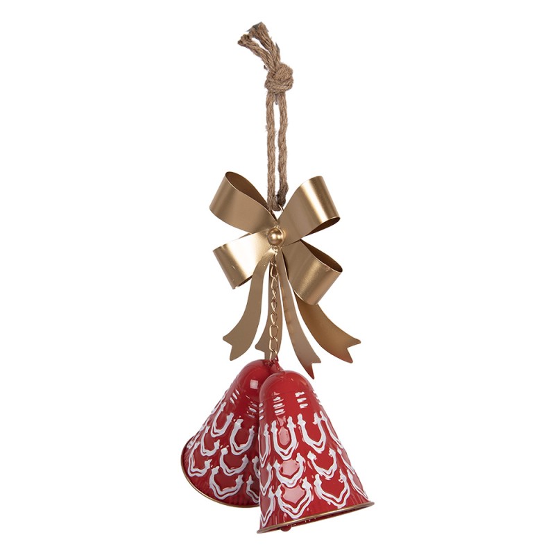 Clayre & Eef Kersthanger Bel 26x10x29 cm Rood Metaal