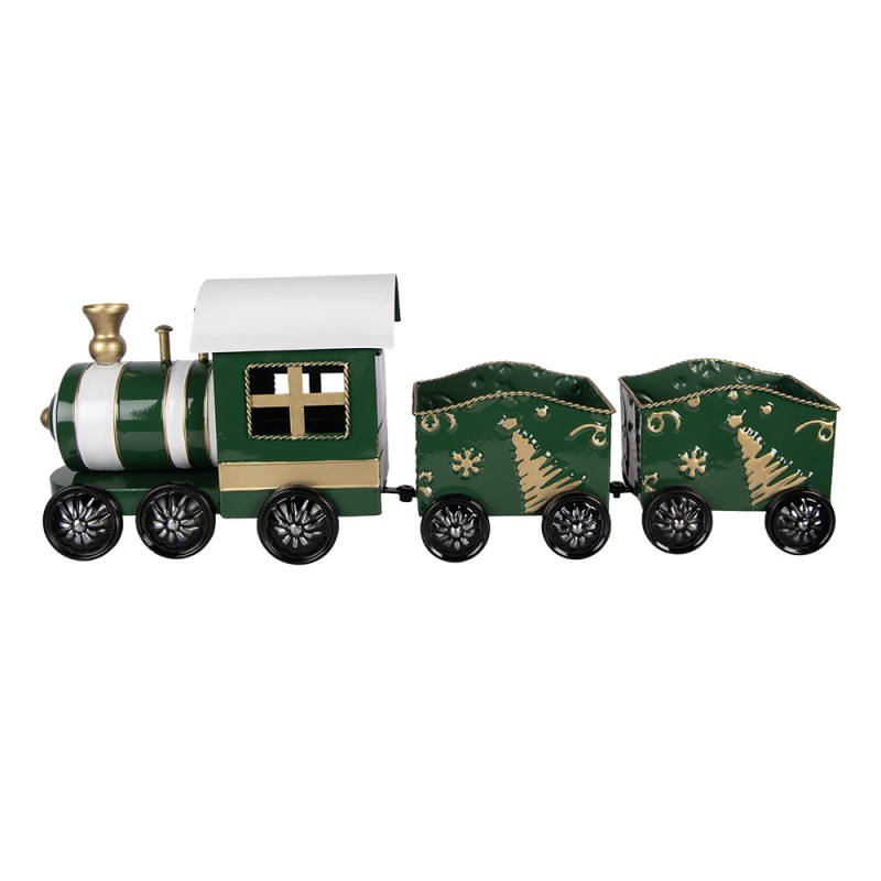 Clayre & Eef Weihnachtsdekorationsfigur Zug 60x14x20 cm Grün Metall