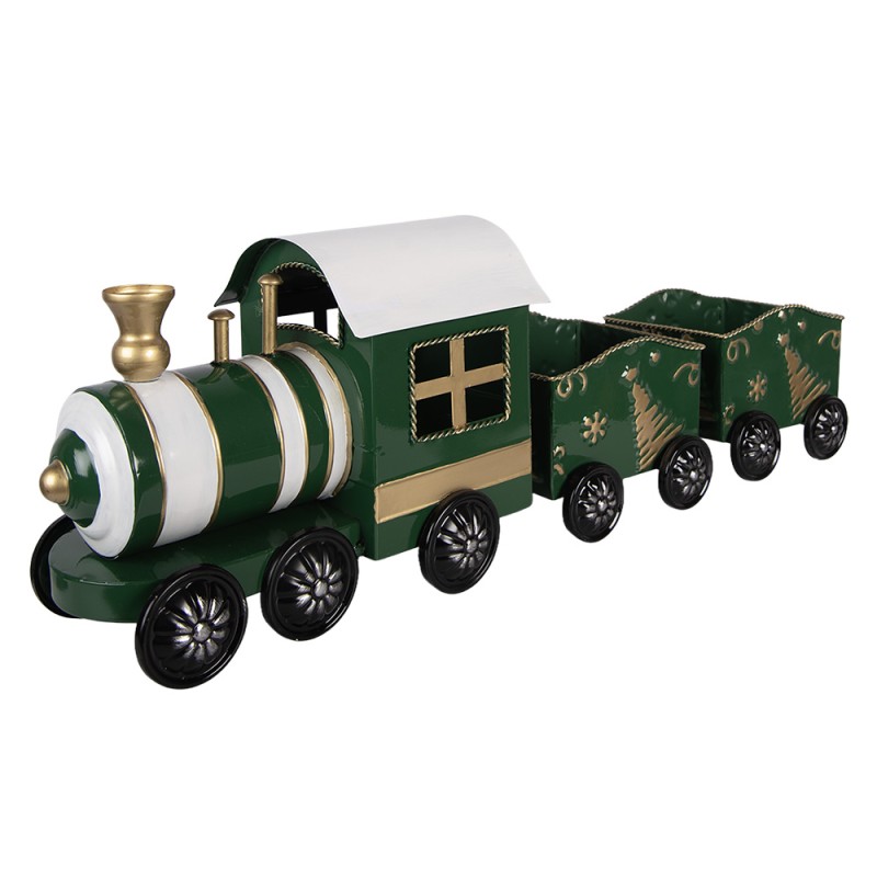 Clayre & Eef Weihnachtsdekorationsfigur Zug 60x14x20 cm Grün Metall