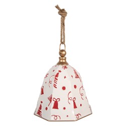 Clayre & Eef Statuetta decorativa di Natale Campanelli Ø 24x24 cm Bianco Metallo