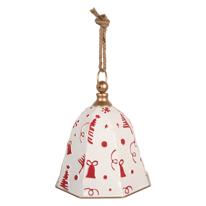 Clayre & Eef Statuetta decorativa di Natale Campanelli Ø 24x24 cm Bianco Metallo