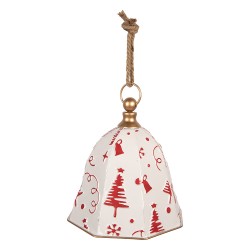 Clayre & Eef Statuetta decorativa di Natale Campanelli Ø 24x24 cm Bianco Metallo