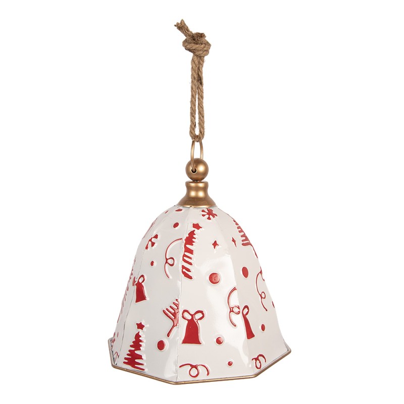 Clayre & Eef Statuetta decorativa di Natale Campanelli Ø 24x24 cm Bianco Metallo