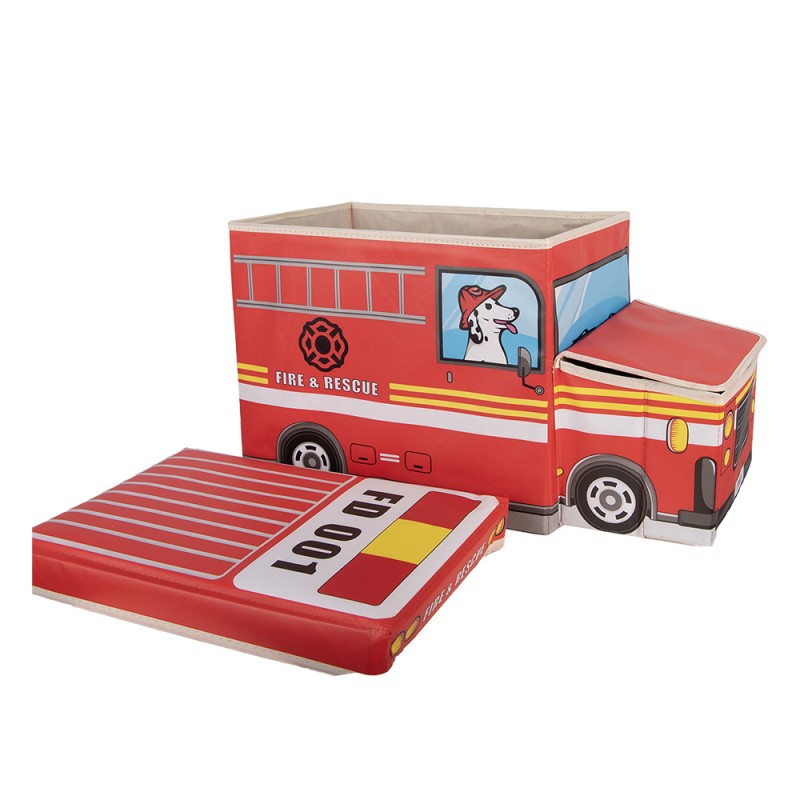 Clayre & Eef Storage Box Car 55x32x28 cm Red Plastic