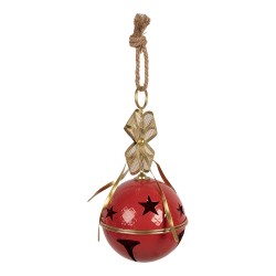 Clayre & Eef Christmas Decoration Figurine Bell Ø 16x32 cm Red Metal