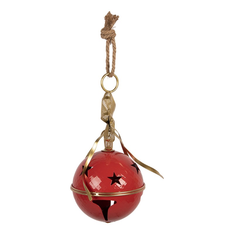 Clayre & Eef Décoration de Noël Image Sonnettes Ø 16x32 cm Rouge Métal