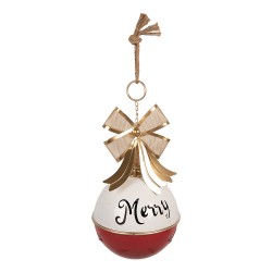Clayre & Eef Christmas Decoration Figurine Bell Ø 24x60 cm Red Metal