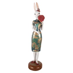 Clayre & Eef Image de décoration Lapin Ø 18x80 cm Blanc Plastique