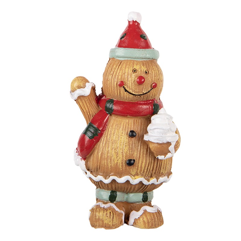Clayre & Eef Christmas Decoration Figurine Gingerbread man 5x4x9 cm Brown Plastic