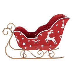 Clayre & Eef Weihnachtsdekorationsfigur Schlitten 29x13x19 cm Rot Metall