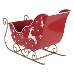 Clayre & Eef Weihnachtsdekorationsfigur Schlitten 29x13x19 cm Rot Metall
