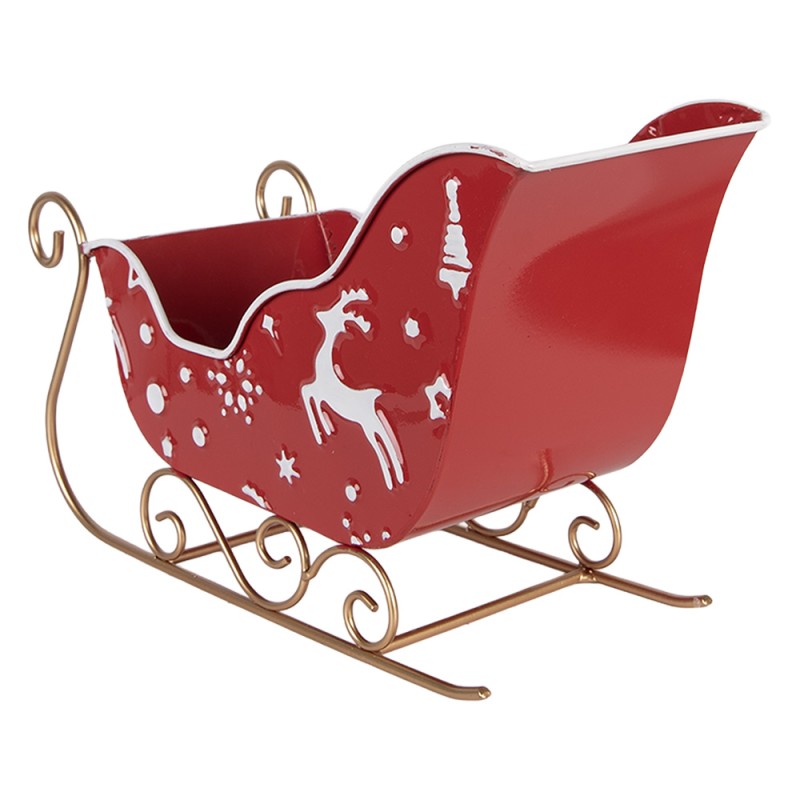 Clayre & Eef Weihnachtsdekorationsfigur Schlitten 29x13x19 cm Rot Metall