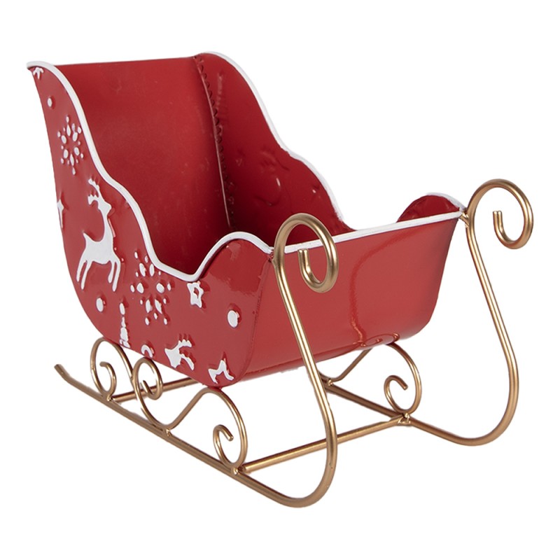 Clayre & Eef Weihnachtsdekorationsfigur Schlitten 29x13x19 cm Rot Metall