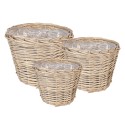 Clayre & Eef Pot de fleurs set de 3 Ø 34x27 / Ø 29x24 / Ø 23x21 cm Beige Rotin